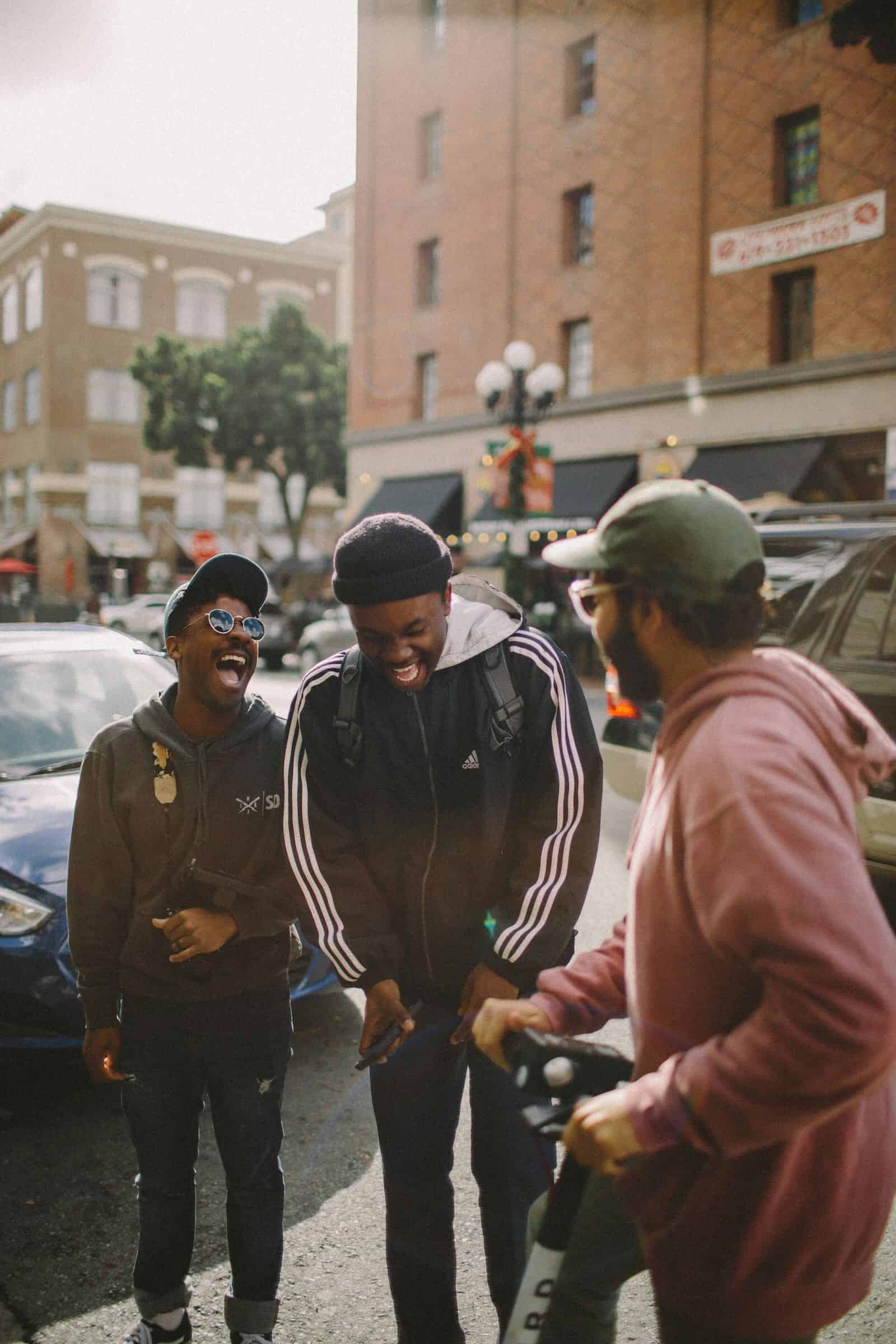 Friends laughing together